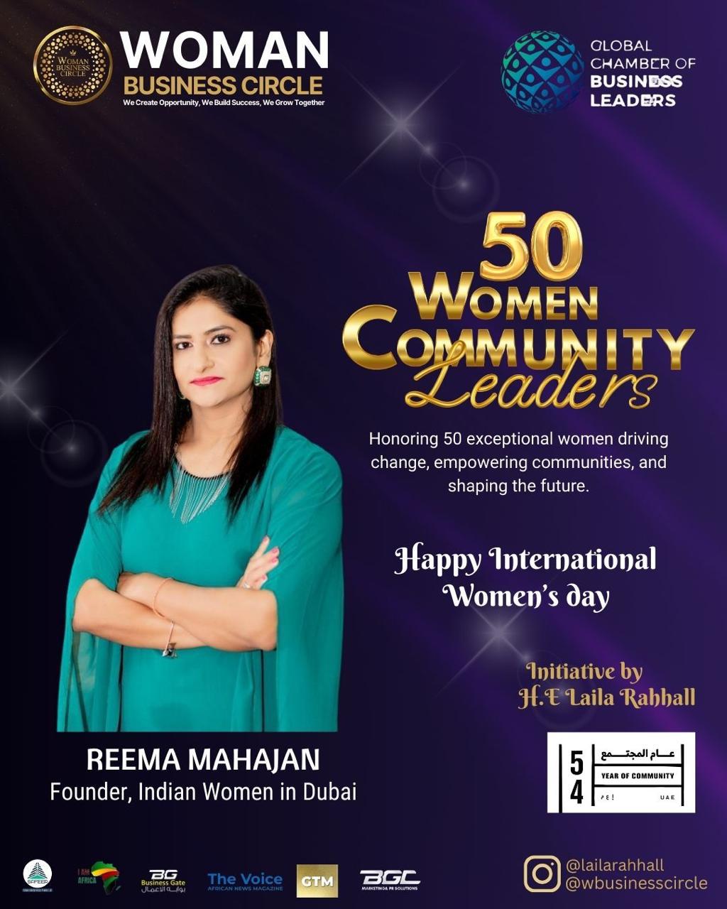 Women Community Leaders by Woman Business Circle and the Global Chamber of Business Leaders